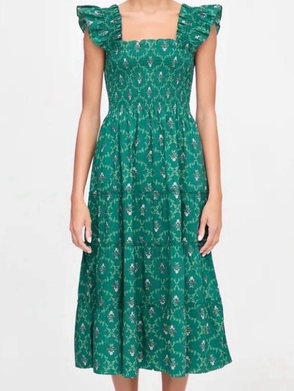 Hill House Home The Ellie Nap Dress in Emerald Trellis